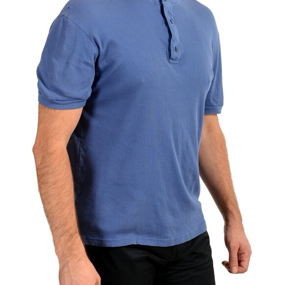 John Galliano Men's Blue Ribbed Short Sleeve T-Shirt US M IT 50 - Picture 2 of 7